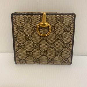 Gucci Tan Canvas & Leather Double Sided Large Bifold Wallet